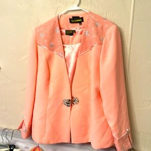 Three-piece jeweled lady suit in Salmon